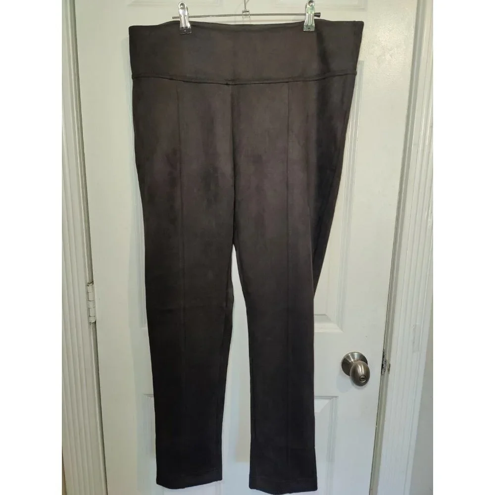 Andrew‎ Marc Black High-Rise Soft Faux Suede Pullon Pants Tapered XL 37x29